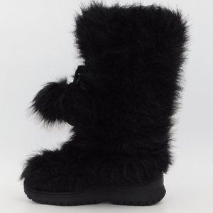 Colin Stuart Black Faux Fur Pom-Pom Boots